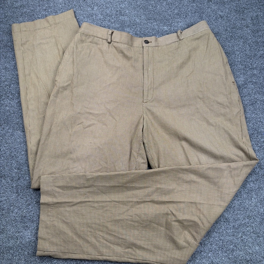 Vintage J.Crew Mens 38x32 Oarsman Brown Houndstooth Pants Made In Korea‎